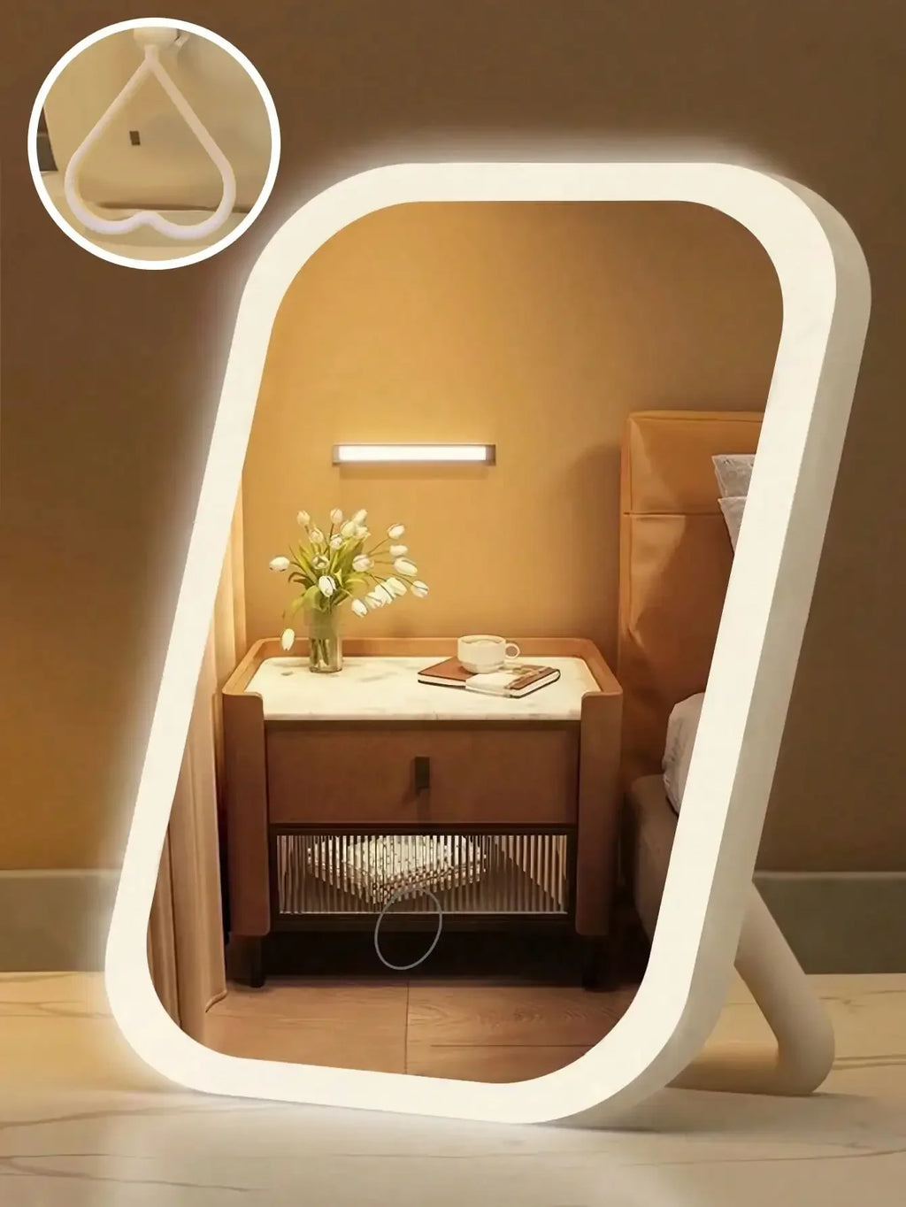 2026 Makeup mirror, the perfect gift for female friends, LED Makeup Mirror With Front Lights, Vanity Mirror With Storage Base, 3 Lighting Modes Rechargeable Makeup Mirror, Touch Control, Portable Foldable Compact Mirror