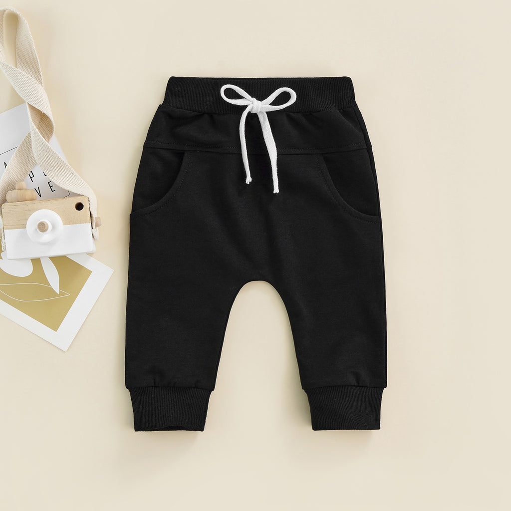 2022-04-06 Lioraitiin 0-3Years Newborn Boys Girls Trousers Elastic Waist Adjustable Drawstring Plain Loose Fit Long Pants