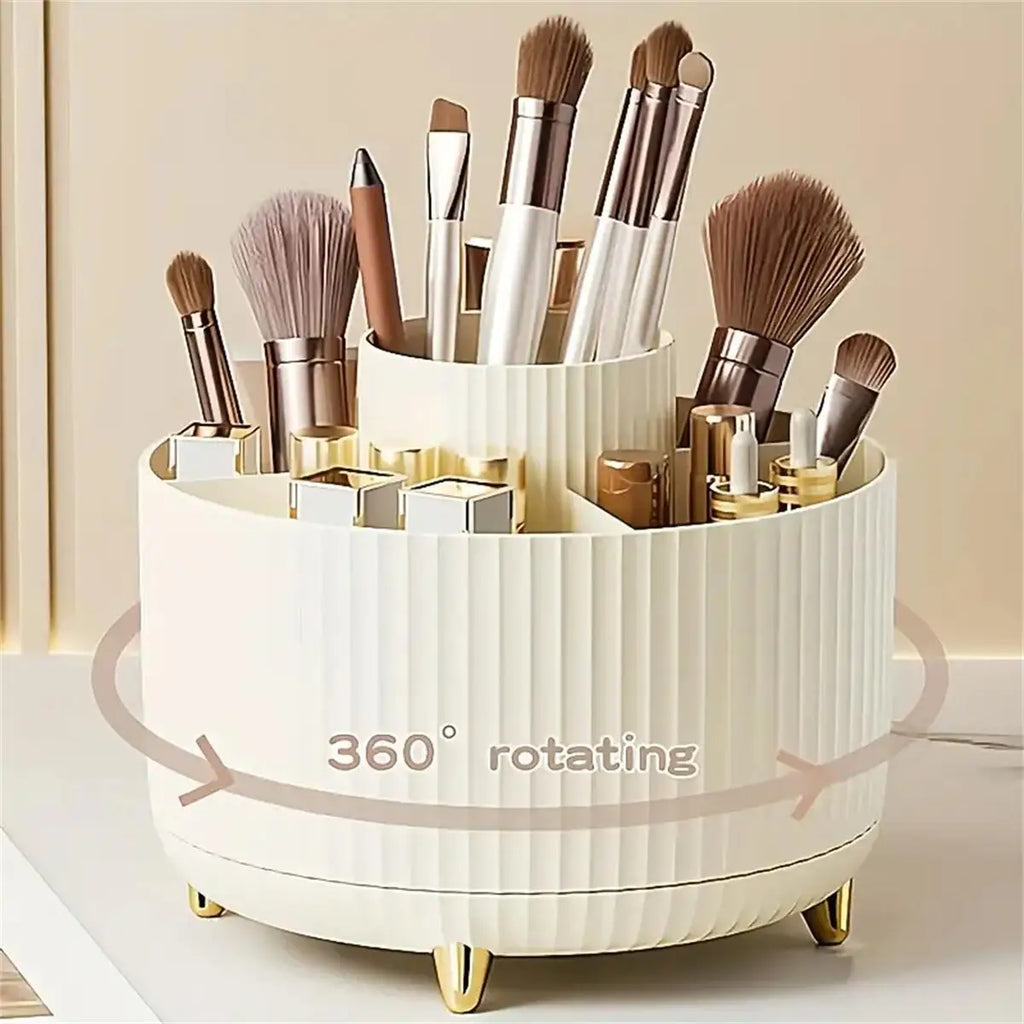 360 Rotating Makeup Storage Organizer - Cream