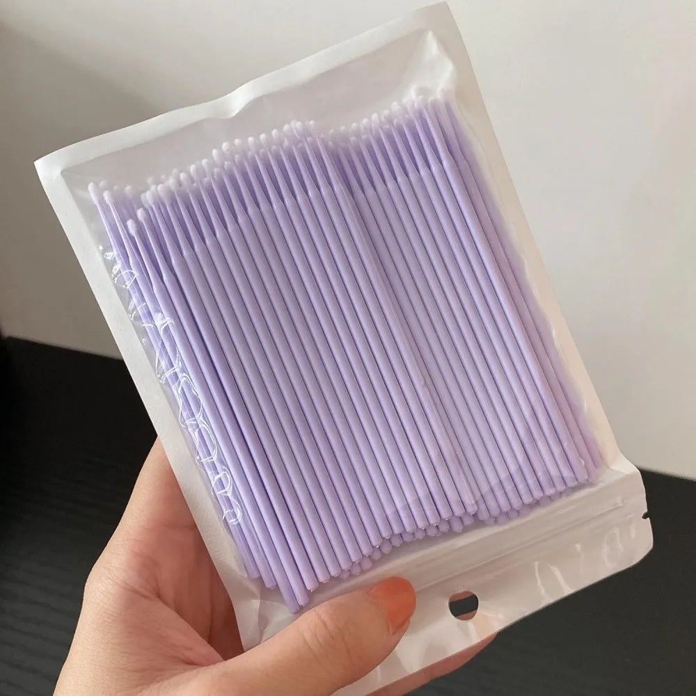 Micro tip makeup cleaning swabs bag held in hand