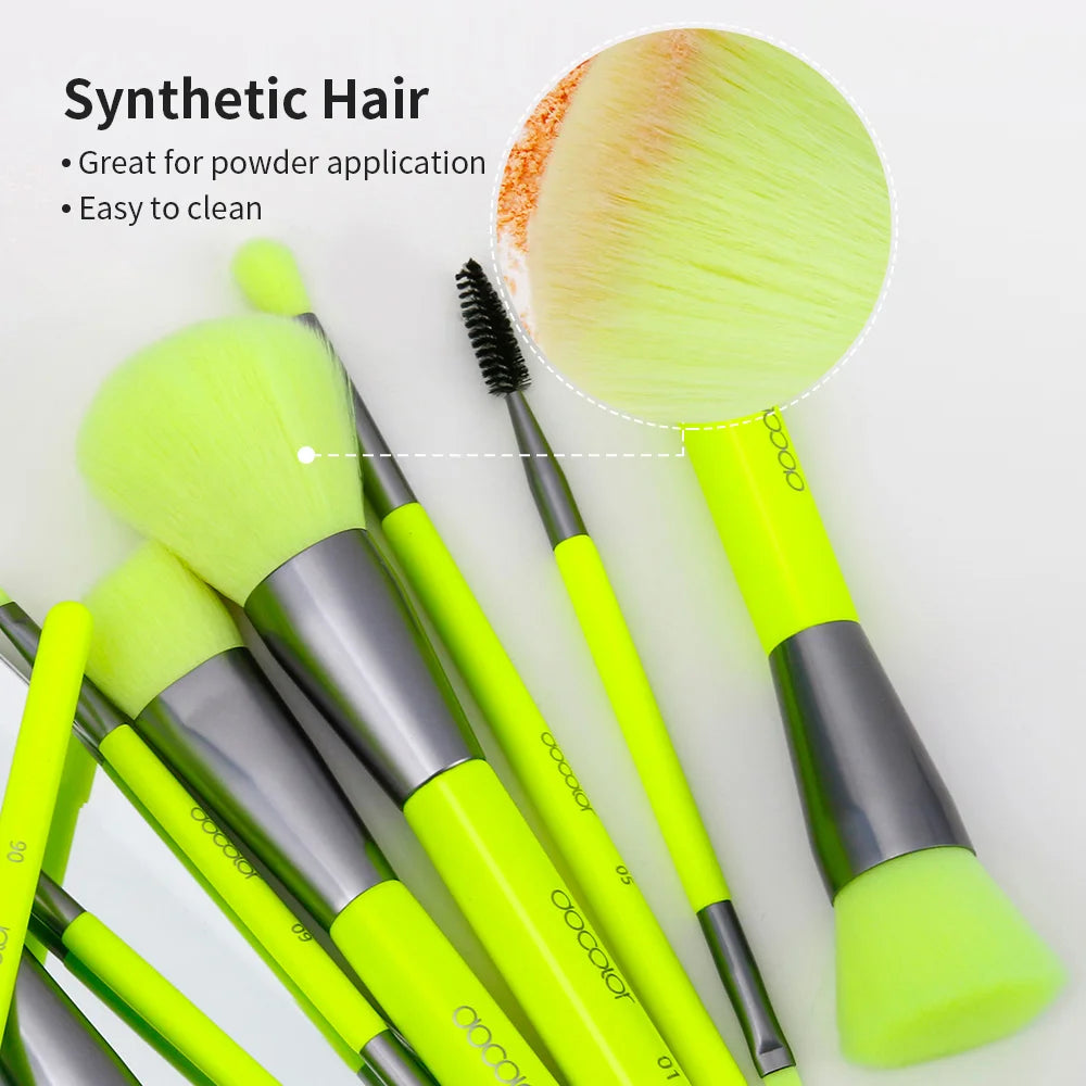 Docolor Neon Makeup Brushes 10pcs Professional Synthetic Hair Powder Foundation Eye Shadows Blending Contour Make Up Brushes