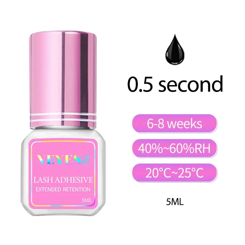 Veyes Inc 5ml Eyelash Extensions Glue Veyelash 1 Second Fast Drying Clear Lash Adhesive 4-6 Weeks Retention Volume Makeup Tool