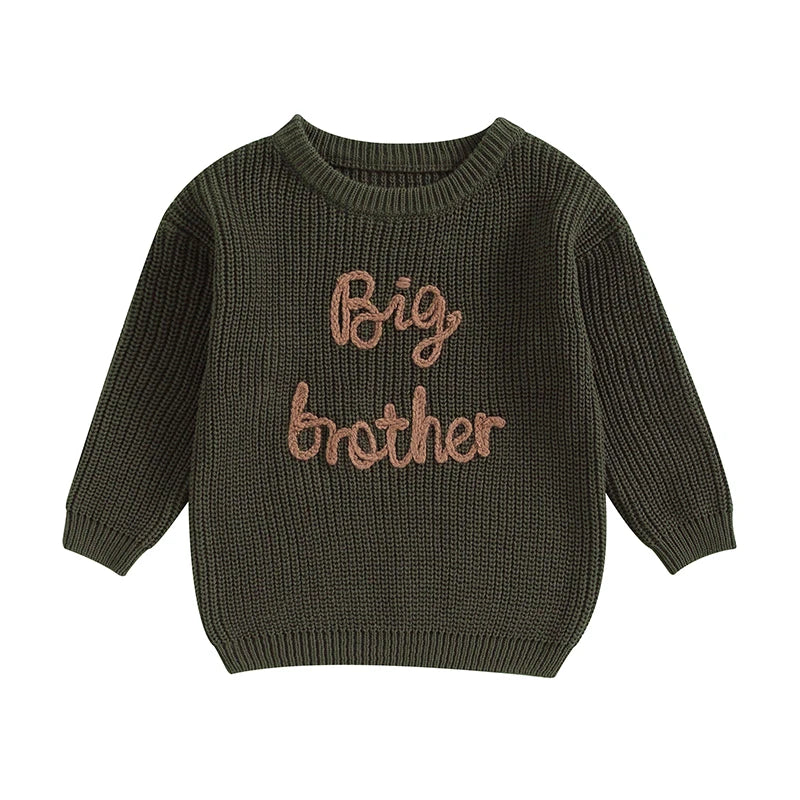 2023-09-18 Lioraitiin 12M-5Y Winter Newborn Kids Boys Sweaters Cotton Long Sleeve Letter Embroidery Pullover Loose Knitwear Tops