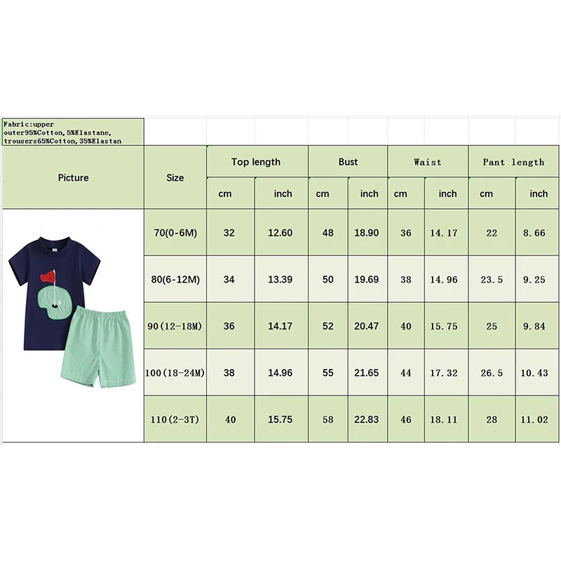 2024-03-18 Lioraitiin Toddler Boys Summer Outfits Golf Embroidered Short Sleeve Tops and Elastic Waist Plaid Shorts Clothes Set