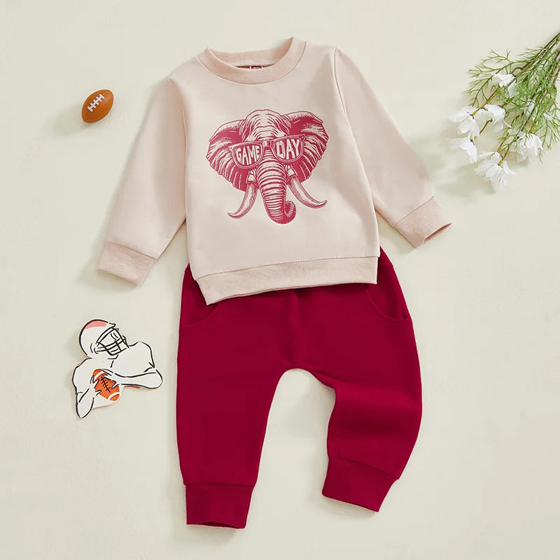 2024-10-11 Lioraitiin Toddler Baby Boy Rugby Outfit Letter Print Long Sleeve Sweatshirt Elastic Waist Pants Boys Clothes Set