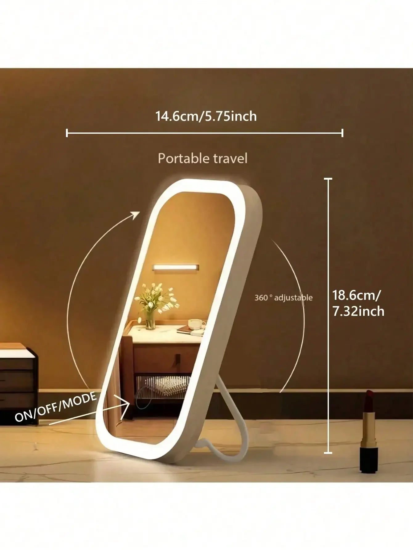 2026 Makeup mirror, the perfect gift for female friends, LED Makeup Mirror With Front Lights, Vanity Mirror With Storage Base, 3 Lighting Modes Rechargeable Makeup Mirror, Touch Control, Portable Foldable Compact Mirror
