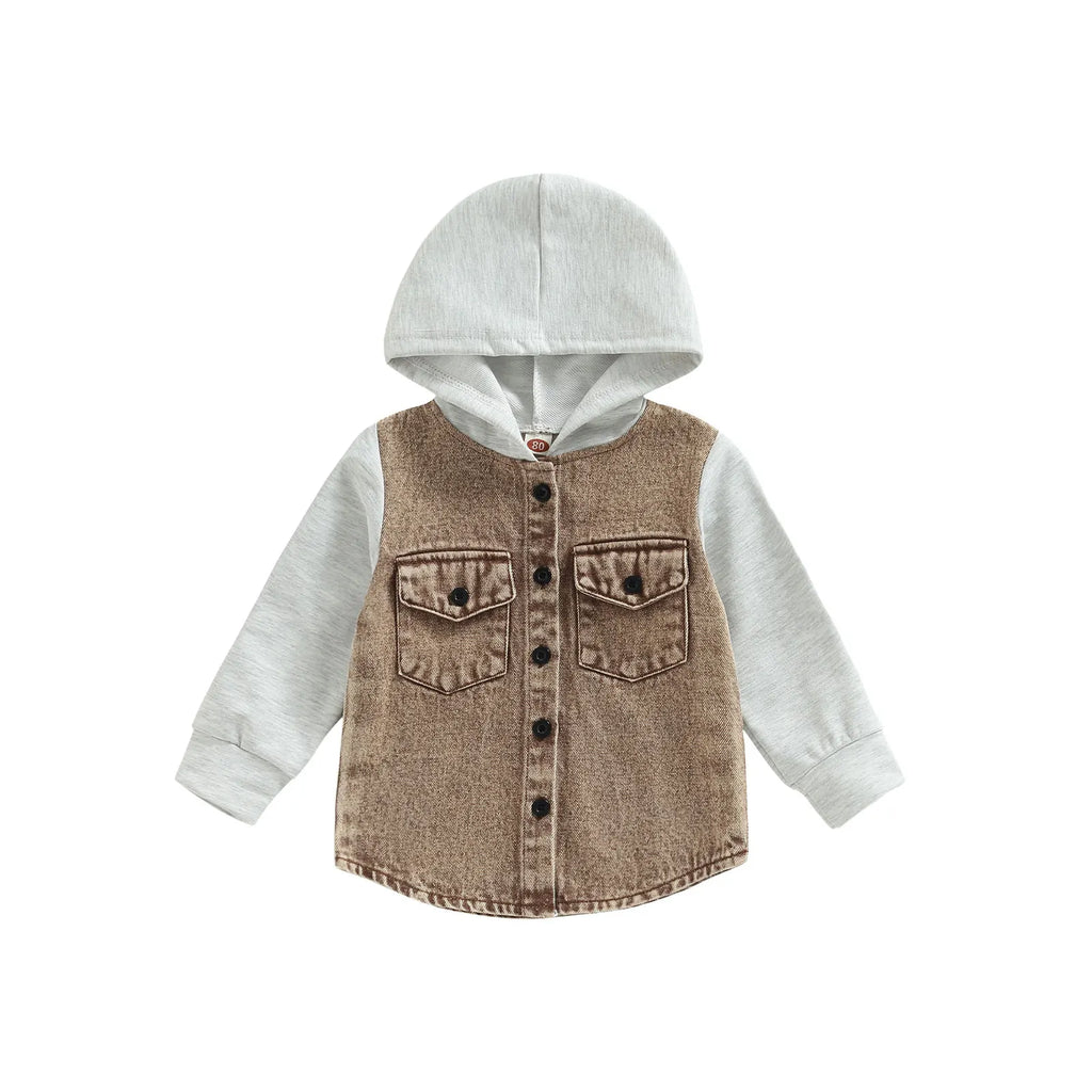 2022-11-03 Lioraitiin 0-4Years Kid Boy Coat Long Sleeve Hooded Pockets Buttons Patch Color Cardigan Party Spring Autumn Coat
