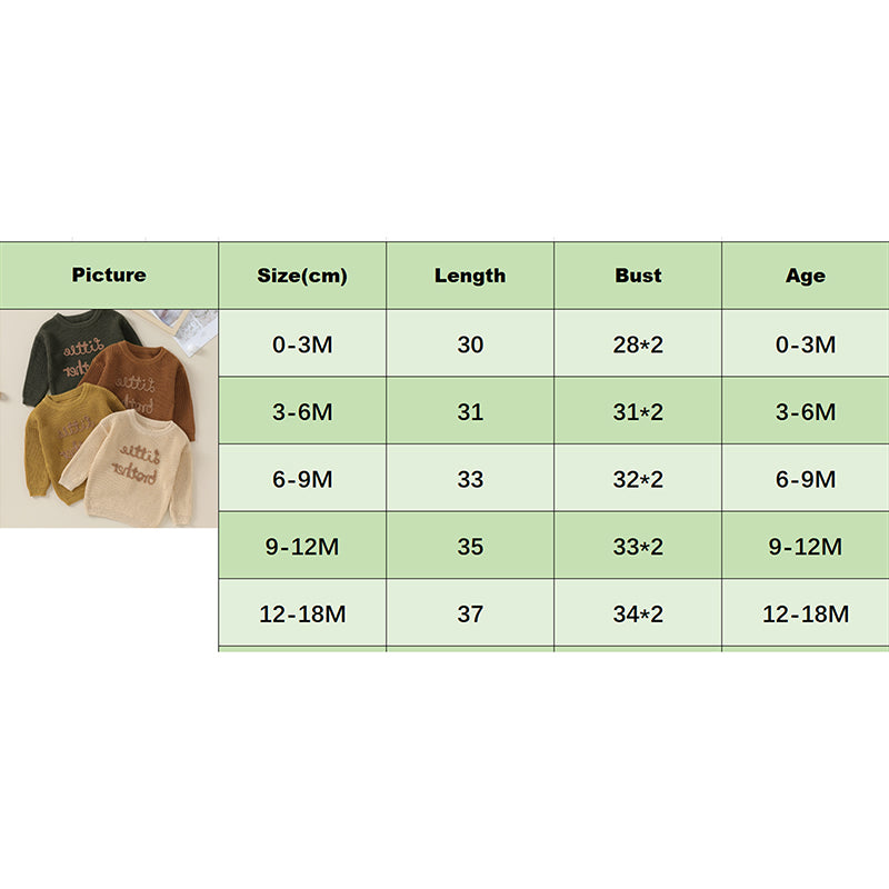 2023-09-18 Lioraitiin 0-18M Baby Boys Sweater Letter Embroidery Crew Neck Long Sleeve Pullovers Fall Toddler Clothes Tops