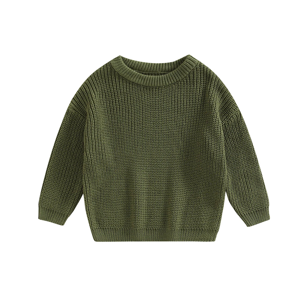 Citgeett Autumn Kids Toddler Baby Girls Boys Sweaters Long Sleeve Solid Color Loose Knitted Pullovers Spring Clothes