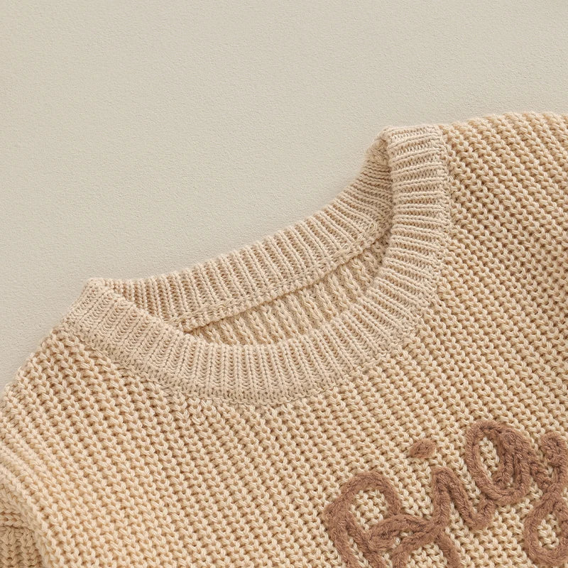 2023-09-18 Lioraitiin 12M-5Y Winter Newborn Kids Boys Sweaters Cotton Long Sleeve Letter Embroidery Pullover Loose Knitwear Tops
