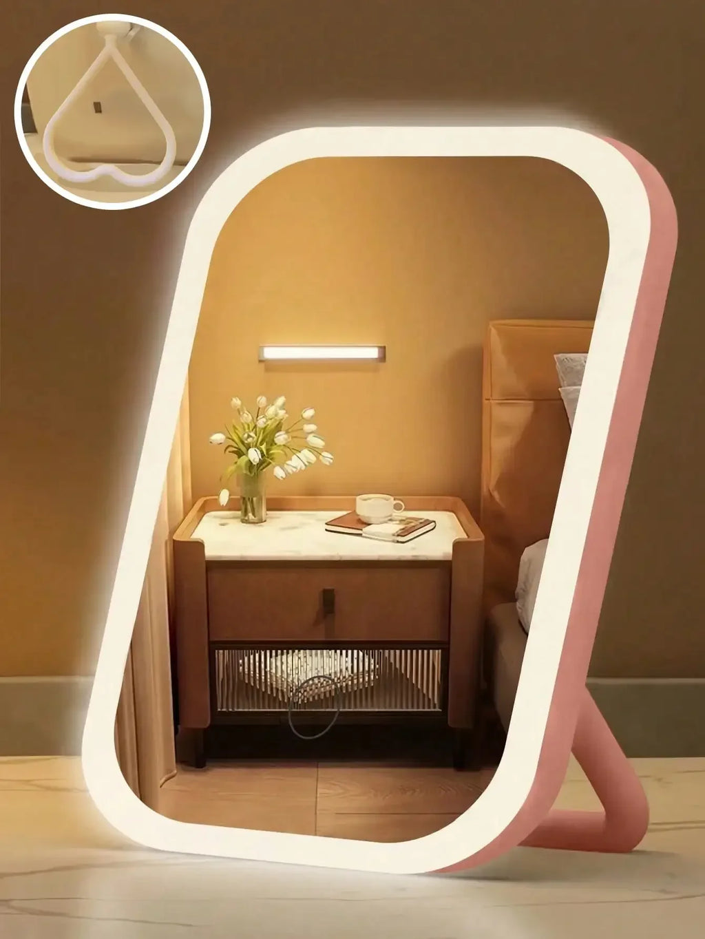 2026 Makeup mirror, the perfect gift for female friends, LED Makeup Mirror With Front Lights, Vanity Mirror With Storage Base, 3 Lighting Modes Rechargeable Makeup Mirror, Touch Control, Portable Foldable Compact Mirror