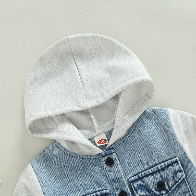 2022-11-03 Lioraitiin 0-4Years Kid Boy Coat Long Sleeve Hooded Pockets Buttons Patch Color Cardigan Party Spring Autumn Coat