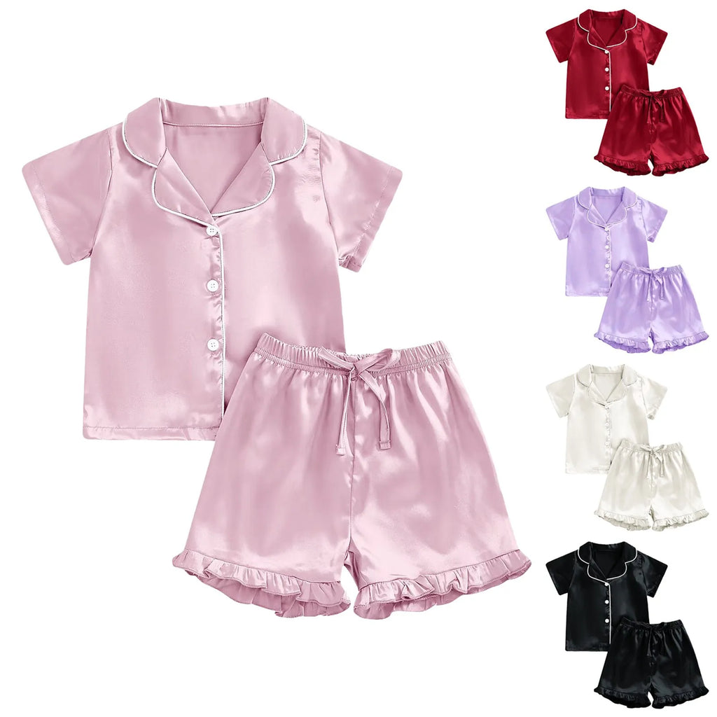 Baby Girl Warm Clothes Toddler Silk Pajamas Baby Kids Girl Satin Summer Feather Pajamas Short Sleeve Toddler Girl Slippers