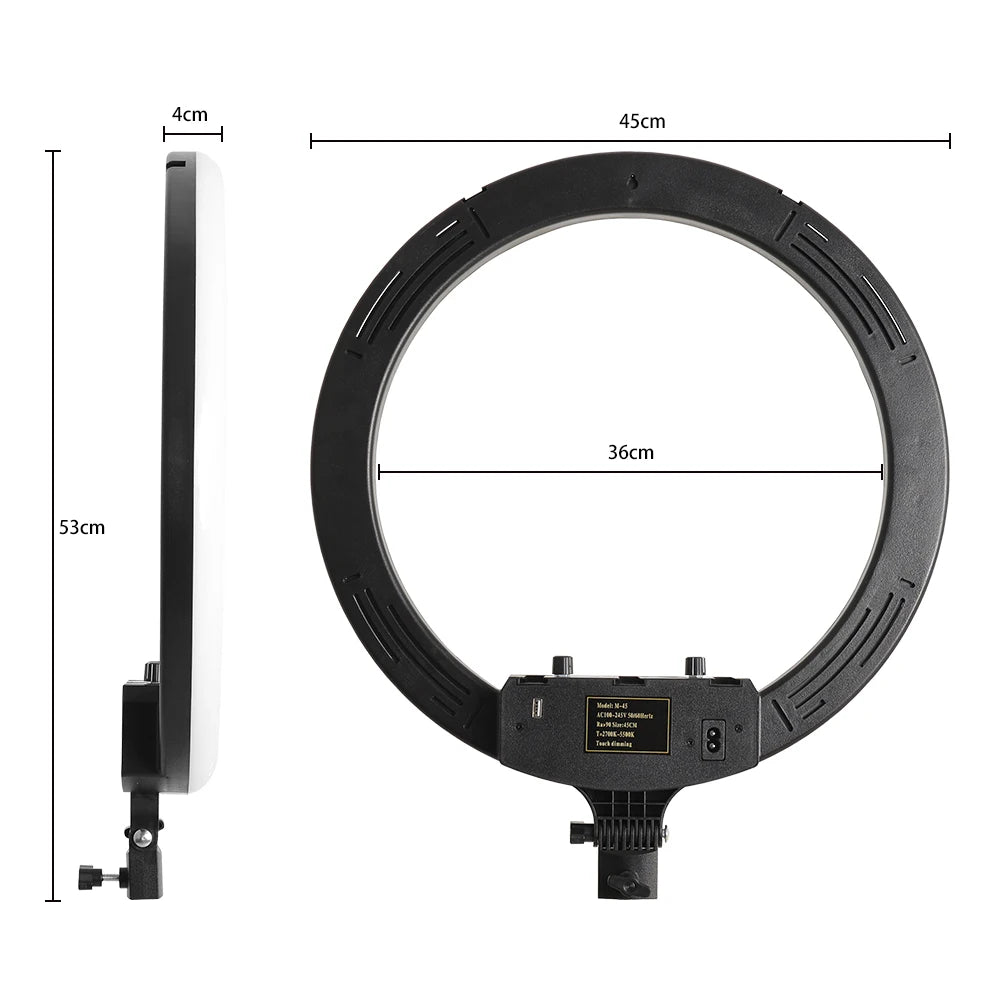 Dimmable Selfie Ring Lamp 18 Inch RGB Ring Light Photography With Tripod Phone Clip For Live Make Up Youtube Photography Studio