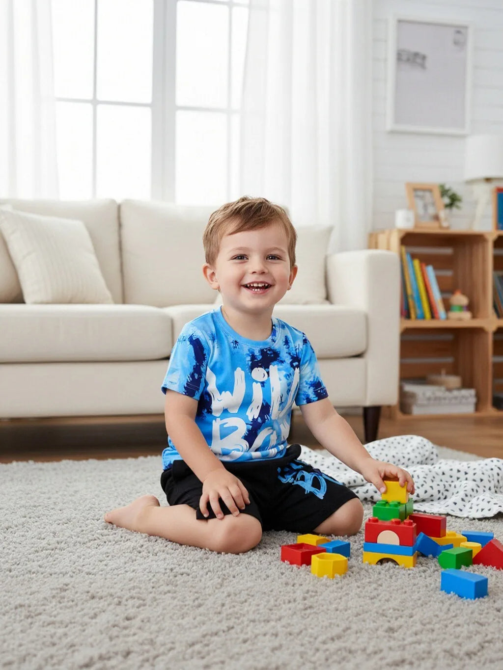 Summer Toddler Baby Boy Clothes Short Sleeve Tie-dye Letter Print T-Shirt and Shorts Outfit Set