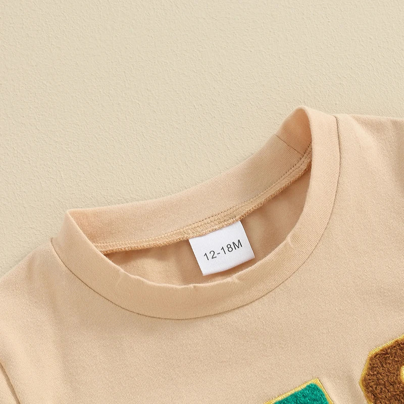 2024-01-11 Lioraitiin Summer Toddler Baby Boy T-Shirts Rompers BIG BRO Fuzzy Embroidered Letter Crewneck Short Sleeve Tops