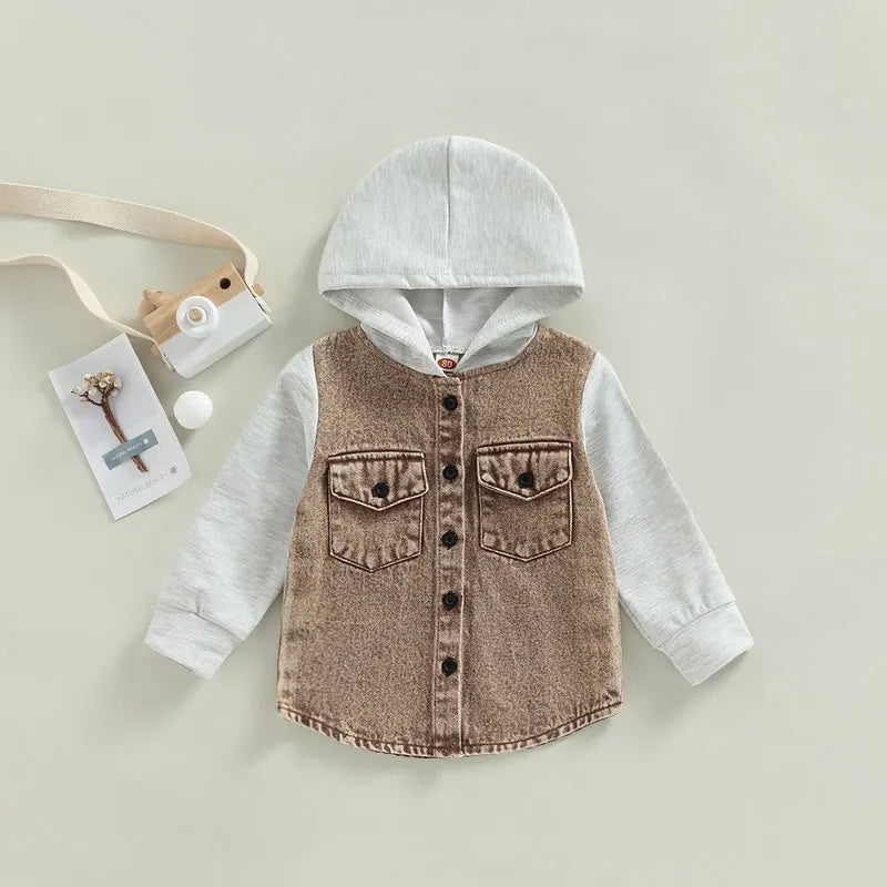 2022-11-03 Lioraitiin 0-4Years Kid Boy Coat Long Sleeve Hooded Pockets Buttons Patch Color Cardigan Party Spring Autumn Coat