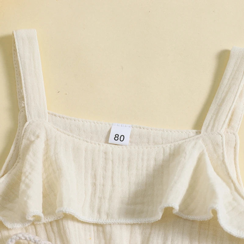 2024-05-07 Lioraitiin Baby Girl Summer Dress Casual Sleeveless Square Neck Belted Dress Toddler A-Line Dress