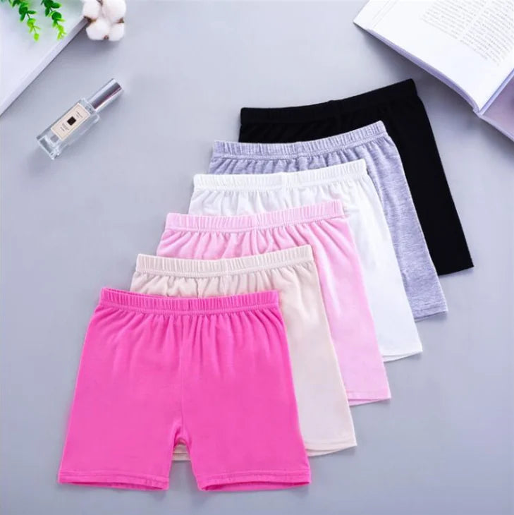 6pcs Basic Solid Color Girls Shorts Simple Style Summer Casual Kids Short Pants