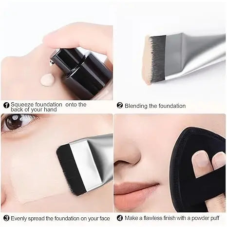 Flat foundation brush application steps