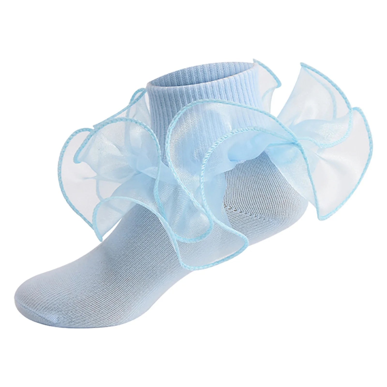 Pudcoco Toddler Kids Baby Girls Ruffle Socks Soft Double Lace Frilly Socks Princess Ankle Socks Kids Cute Socks 1-10Y