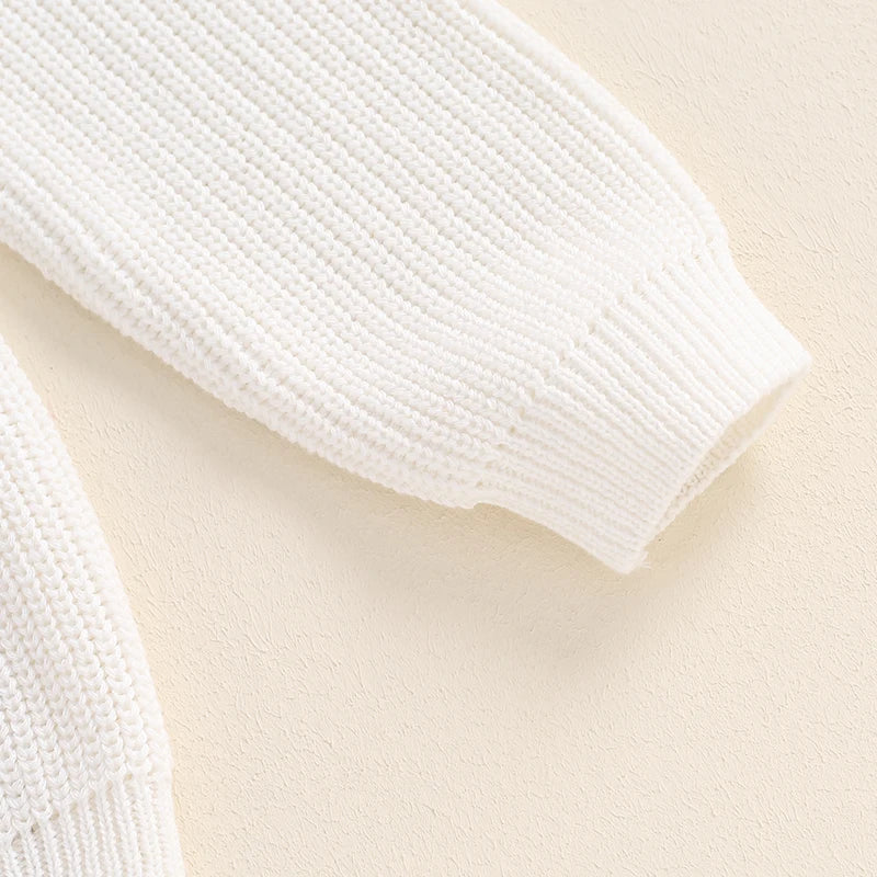 Family Matching Sweaters Mommy and Me Letter Embroidery Round Neck Knitwear Comfortable Warm Tops
