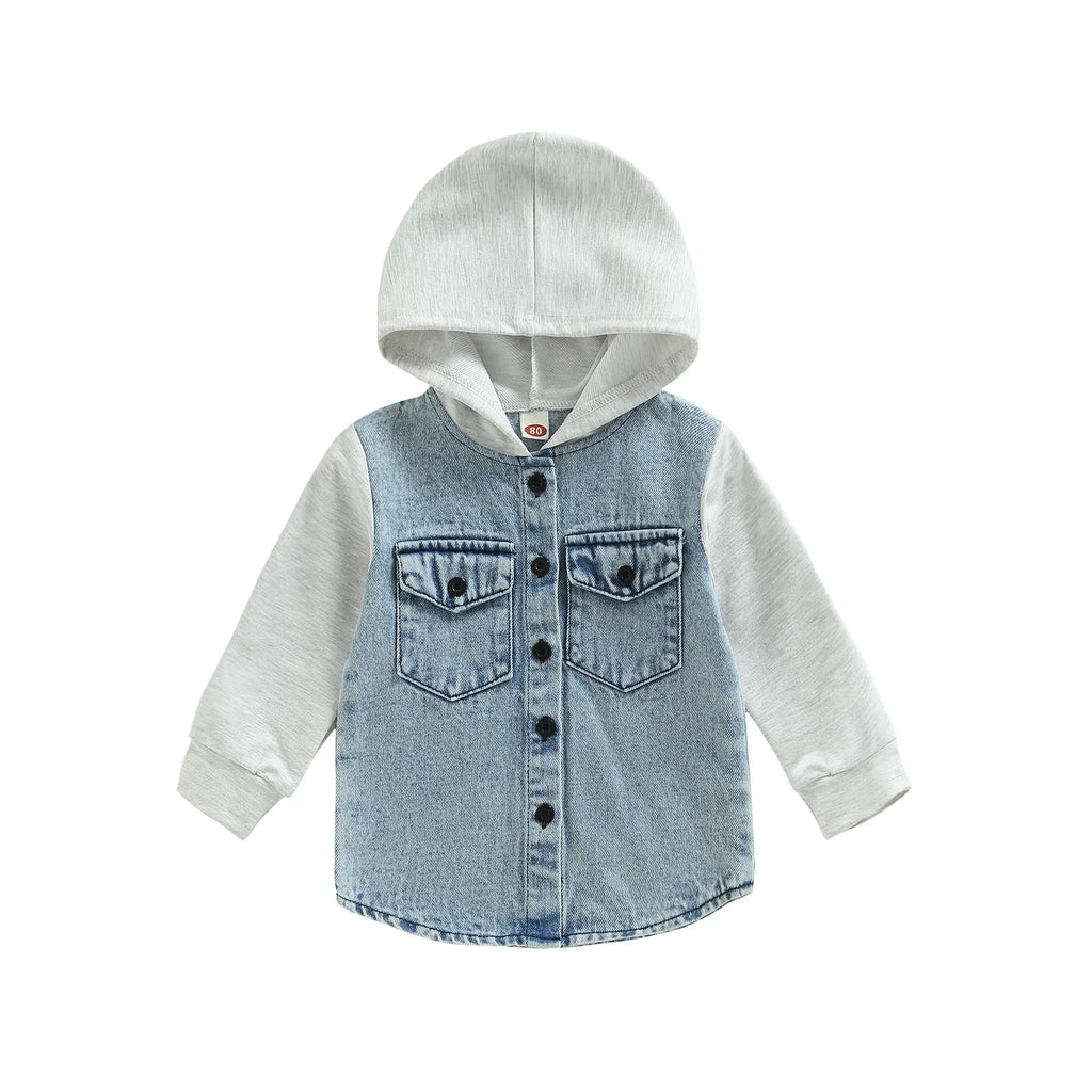 2022-11-03 Lioraitiin 0-4Years Kid Boy Coat Long Sleeve Hooded Pockets Buttons Patch Color Cardigan Party Spring Autumn Coat