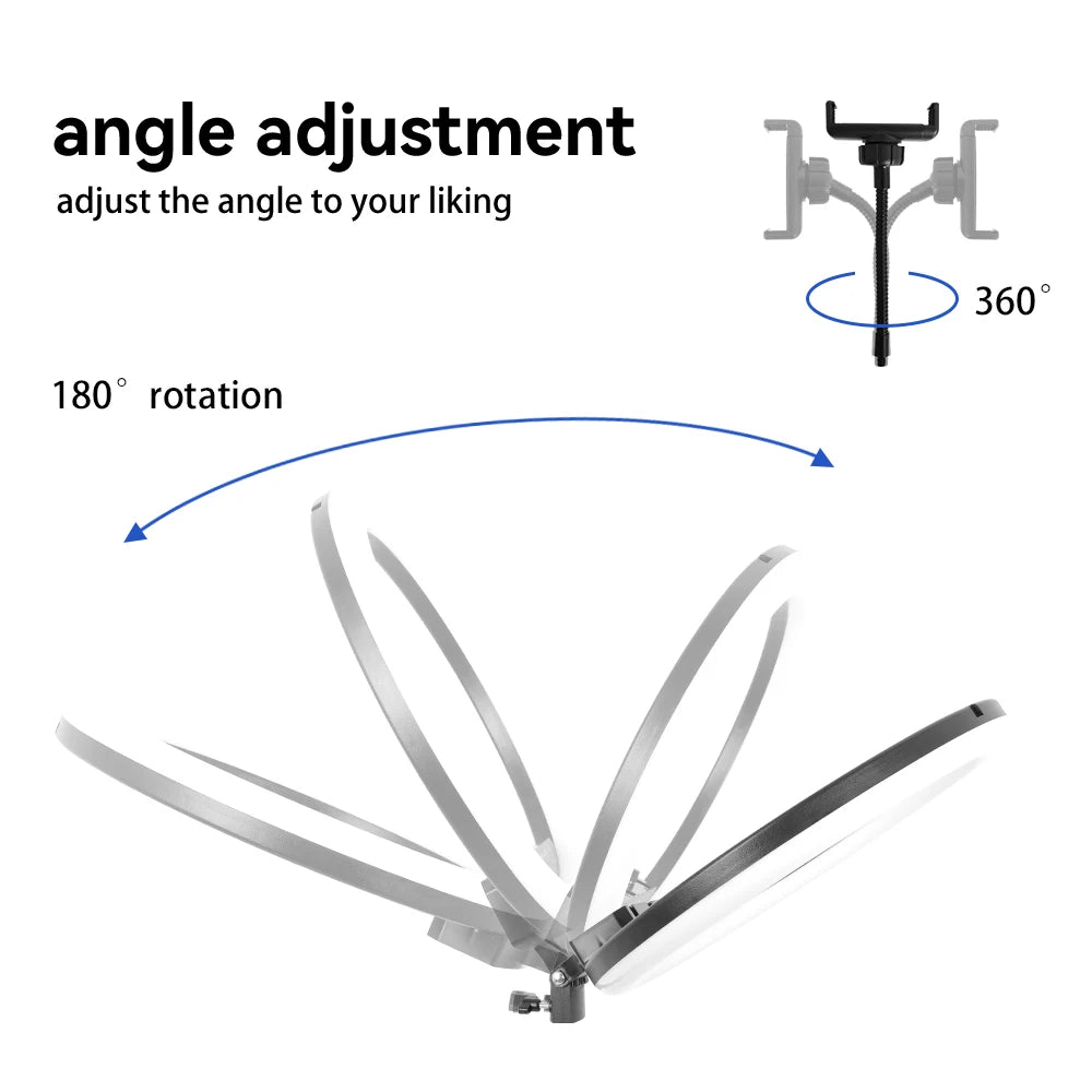 Dimmable Selfie Ring Lamp 18 Inch RGB Ring Light Photography With Tripod Phone Clip For Live Make Up Youtube Photography Studio
