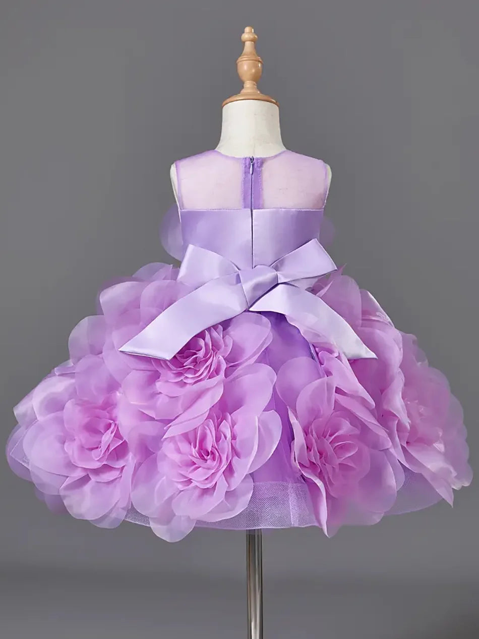 Girls Princess Dress Luxury Elegant Lilac Sleeveless Party Evening Dresses Kids Wedding Birthday Ball Gown For Girl Children