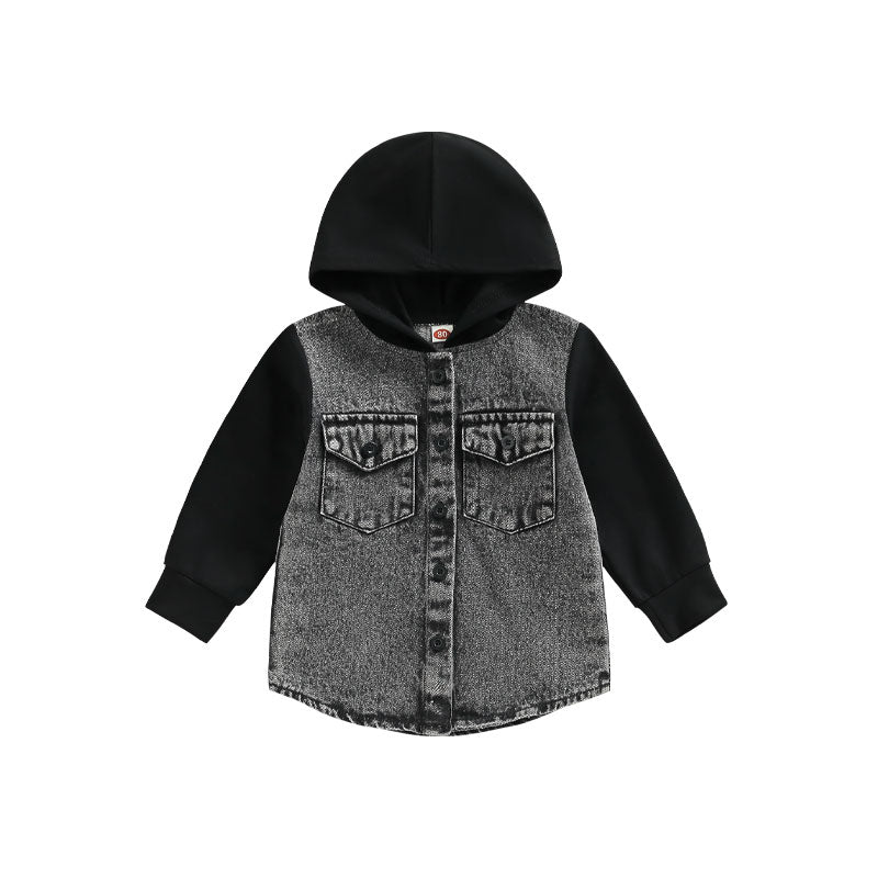 2022-11-03 Lioraitiin 0-4Years Kid Boy Coat Long Sleeve Hooded Pockets Buttons Patch Color Cardigan Party Spring Autumn Coat