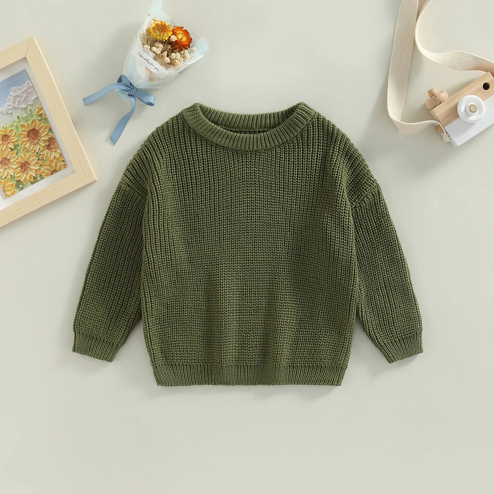 Citgeett Autumn Kids Toddler Baby Girls Boys Sweaters Long Sleeve Solid Color Loose Knitted Pullovers Spring Clothes