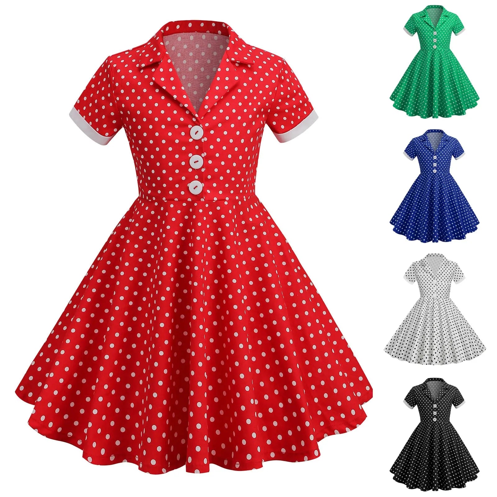 Girls' Evening Party Dress Spring And Summer Festival Dresses Fashionable Versatile Children'S Dresses Polka Dot Tee Dress