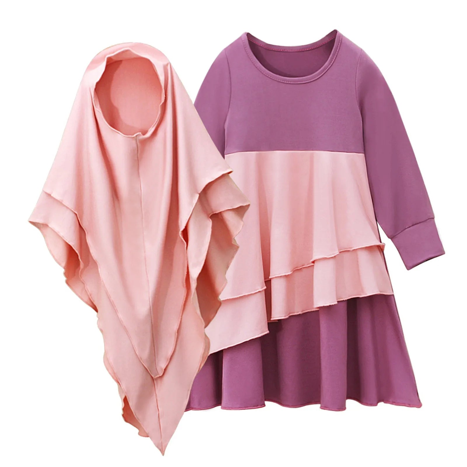 New Stock Clothes Muslim Baby Girls' Abaya With Hijab Full Length Robe Burka Maxi Little Kid Toddler Baby Girl Hoodies Set Girls