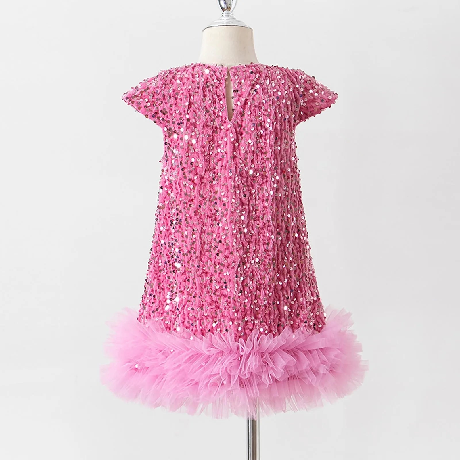 Party Dresses For Girls Fashion Sequin Mesh Splicing Undershirt Dresses Children New Year Temperament Dress Baby Holiday Dress