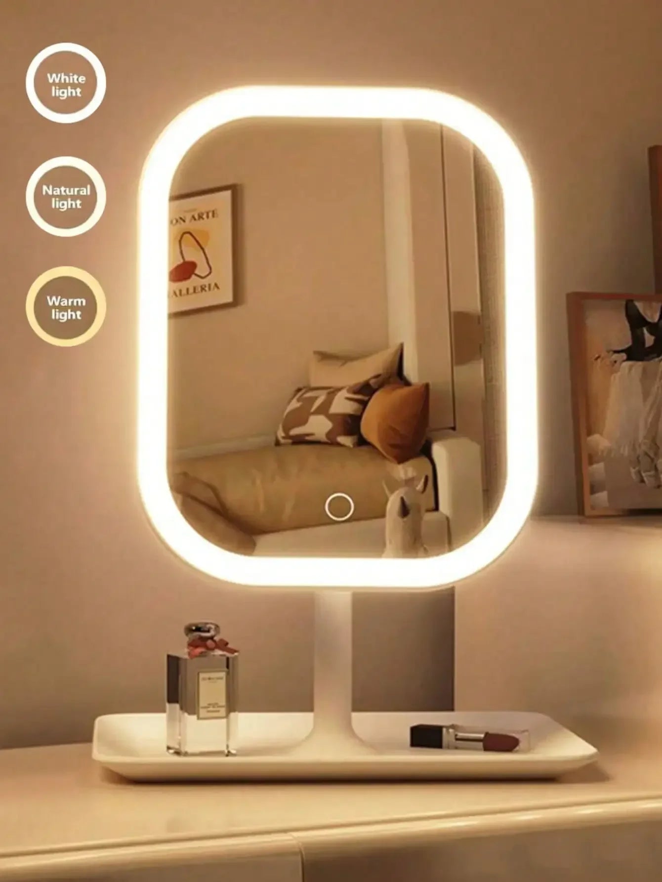 2026 Makeup mirror, the perfect gift for female friends, LED Makeup Mirror With Front Lights, Vanity Mirror With Storage Base, 3 Lighting Modes Rechargeable Makeup Mirror, Touch Control, Portable Foldable Compact Mirror