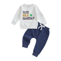2024-10-11 Lioraitiin Toddler Baby Boy Rugby Outfit Letter Print Long Sleeve Sweatshirt Elastic Waist Pants Boys Clothes Set