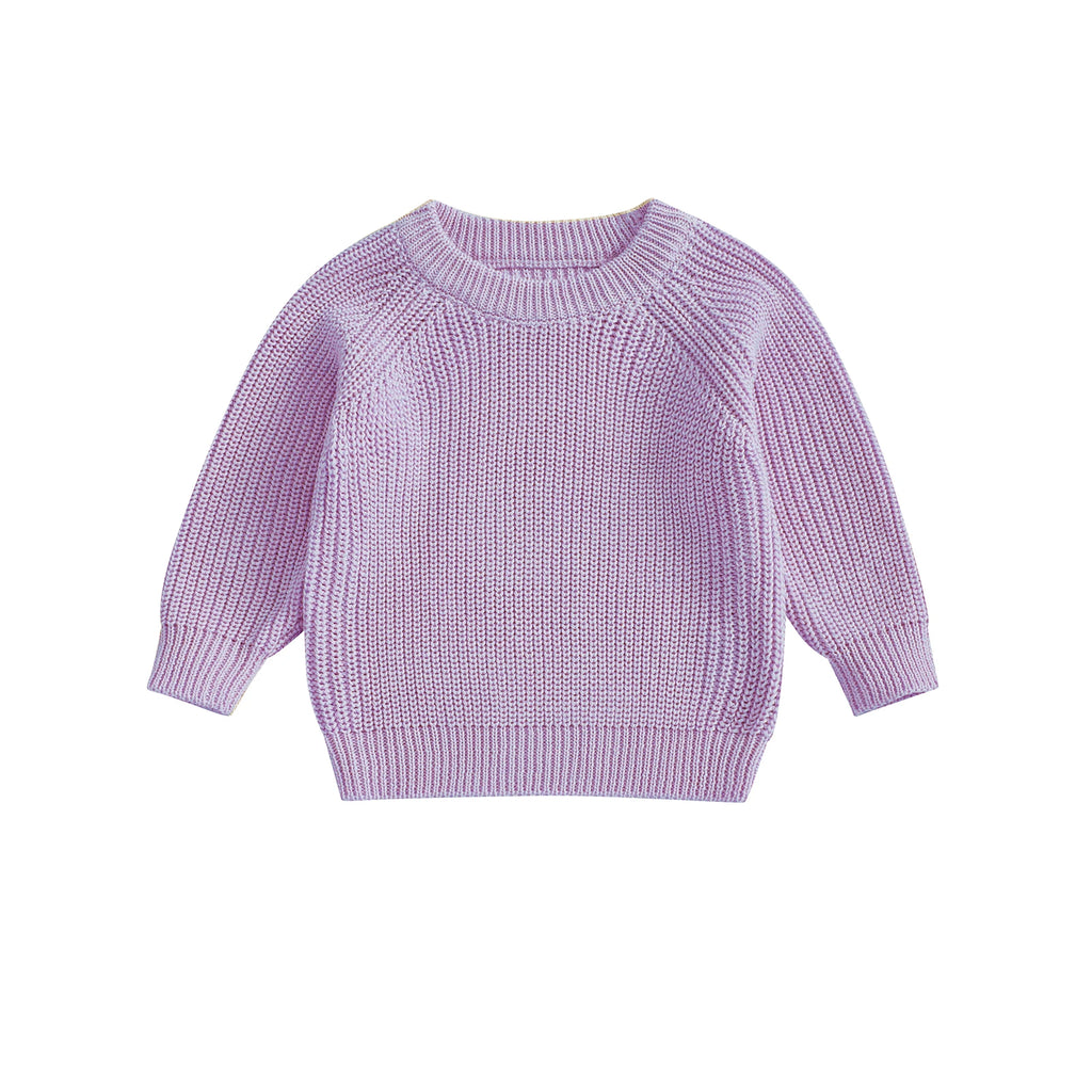 2025-05-08 Lioraitiin Toddler Baby Boys Girls Knit Sweaters Long Sleeve Round Neck Solid Color Pullover Fall Tops