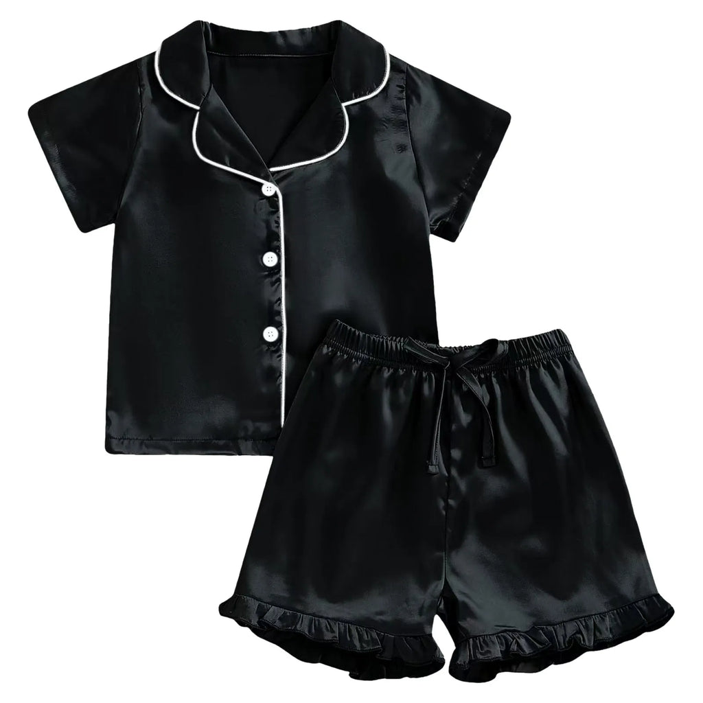 Baby Girl Warm Clothes Toddler Silk Pajamas Baby Kids Girl Satin Summer Feather Pajamas Short Sleeve Toddler Girl Slippers