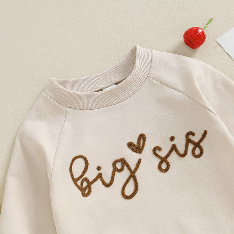 2023-08-15 Lioraitiin0-18M Sister Matching Romper Outfits Letter Print Long Sleeve Round Neck Sweatshirt Toddler Fall Clothes