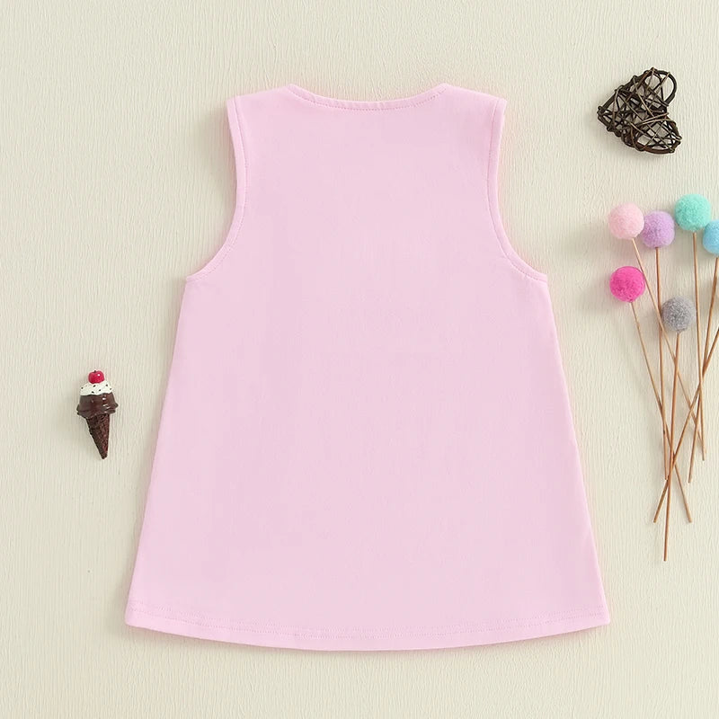 2025-04-01 Lioraitiin Toddler Baby Girl Birthday Dress Dog Embroidered Round Neck Sleeveless Tank Dress Cute Summer Clothes