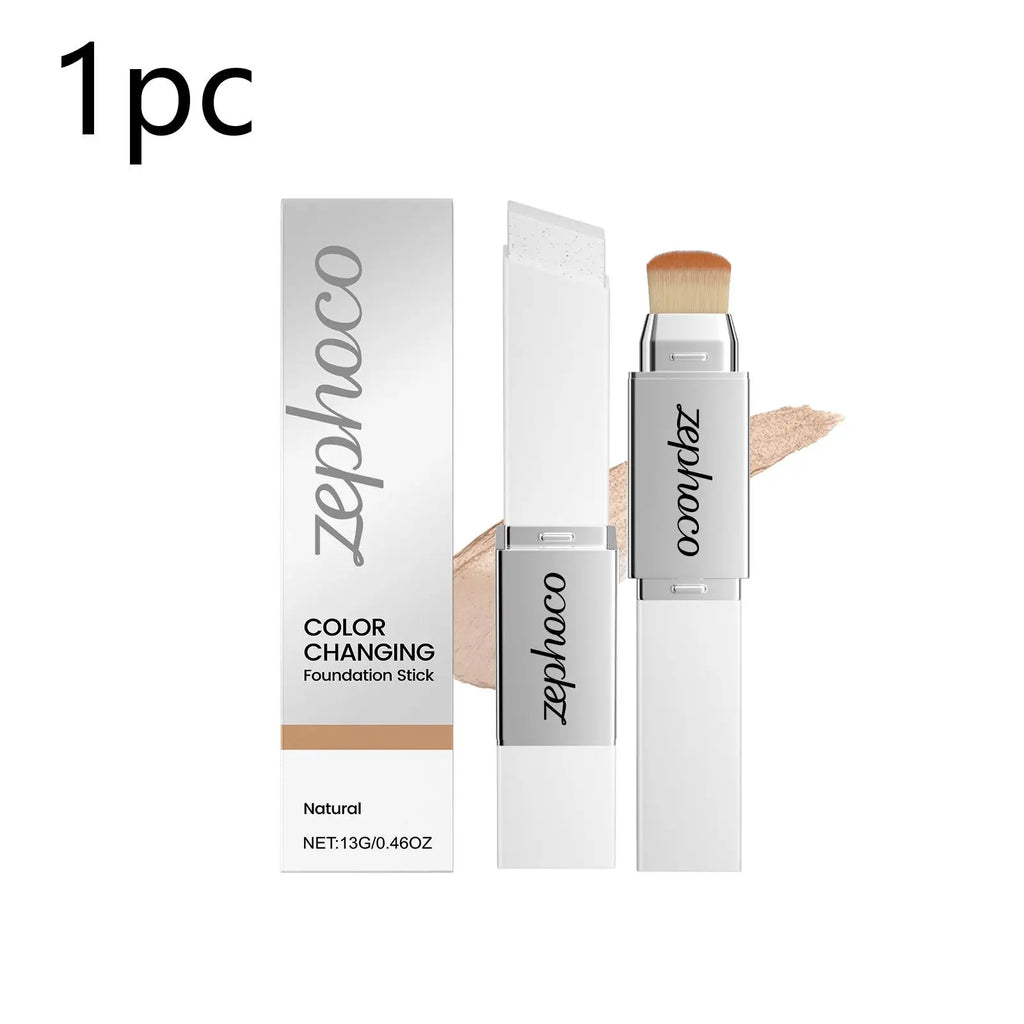 Foundation stick with built-in brush