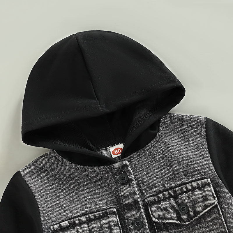 2022-11-03 Lioraitiin 0-4Years Kid Boy Coat Long Sleeve Hooded Pockets Buttons Patch Color Cardigan Party Spring Autumn Coat