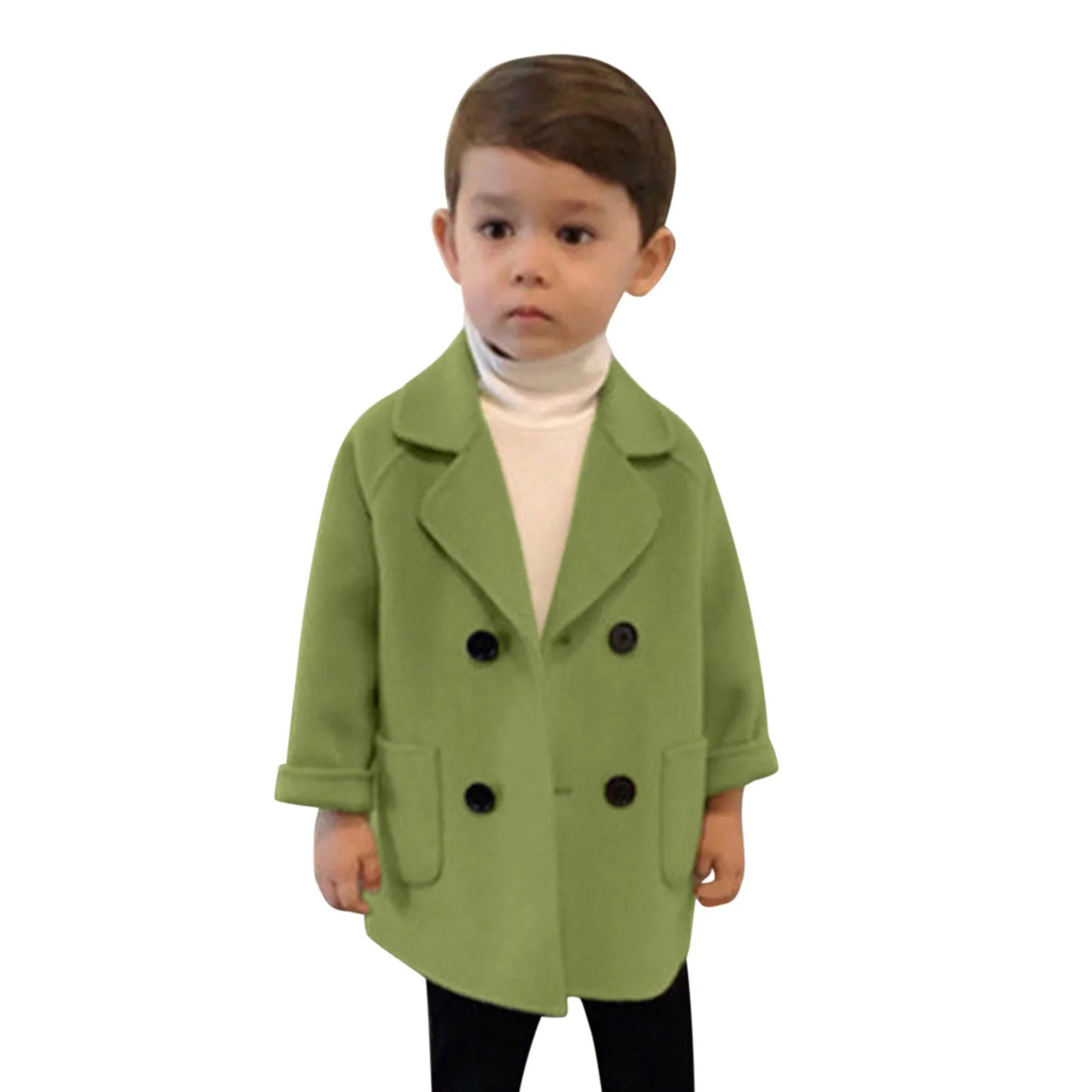 Kids Boys Coats Toddler Kids Baby Girls Boys Plaid Solid Coat Elegant Notched Double Breasted Jacket Boys Plaid Flannel Coat
