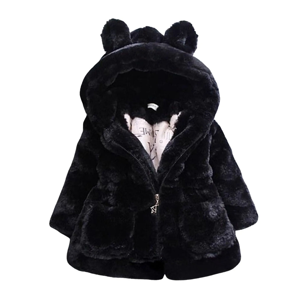 Kids Girls Winter Warm Coats Jacket Clothes Outwear Overcoat Ear Hooded Children's Cotton Coat Cute Long Sleeve Fashion Jacket