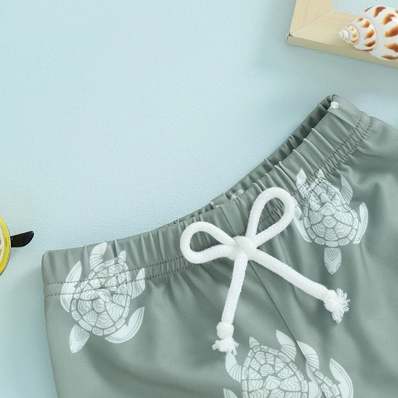 Lioraitiin Toddler Baby Boys Swim Shorts Fashion Print Elastic Waist Shorts  Kids Boy Hawaiian Beach Board Shorts Swimwear