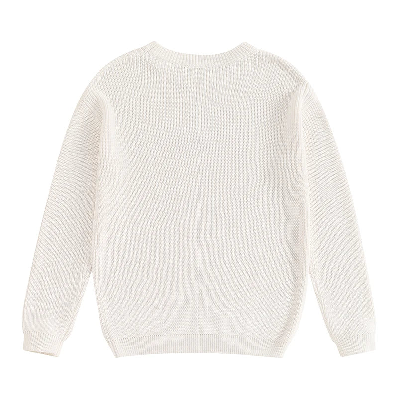 Family Matching Sweaters Mommy and Me Letter Embroidery Round Neck Knitwear Comfortable Warm Tops