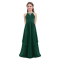 Chiffon Flower Girls Dress Floor-Length Sleeveless Wedding Party Dress Sequined Halter Flower Girl Dress Princess Pageant Dress