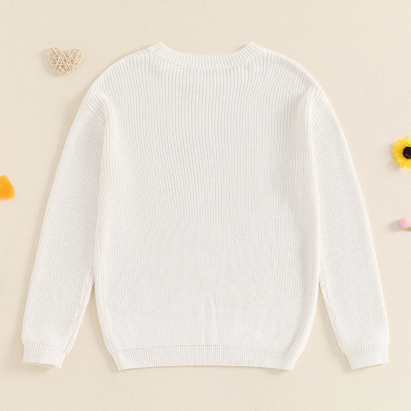Family Matching Sweaters Mommy and Me Letter Embroidery Round Neck Knitwear Comfortable Warm Tops