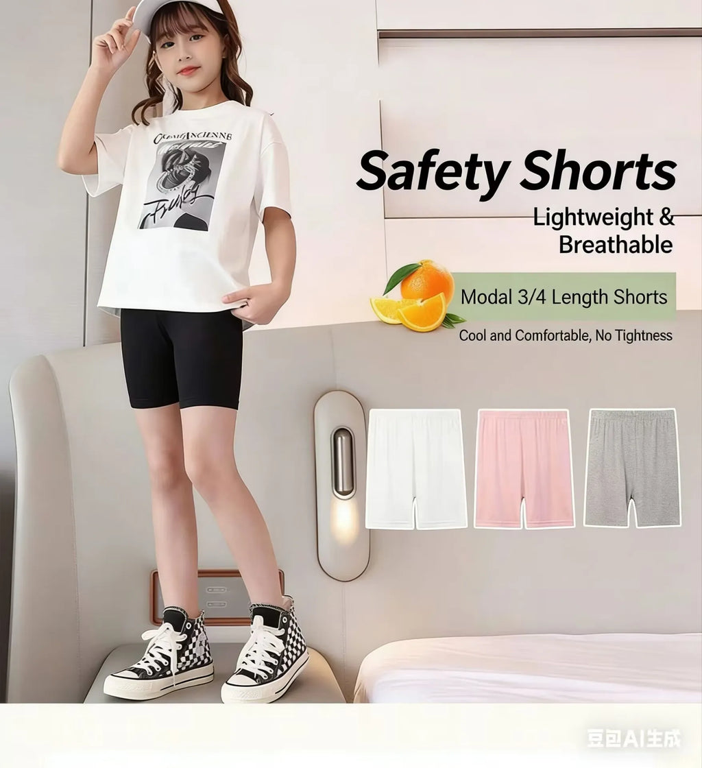 6Pcs 2026 New Modal Girls Shorts Soft Skin-Friendly Kids Summer Basic Bottoms