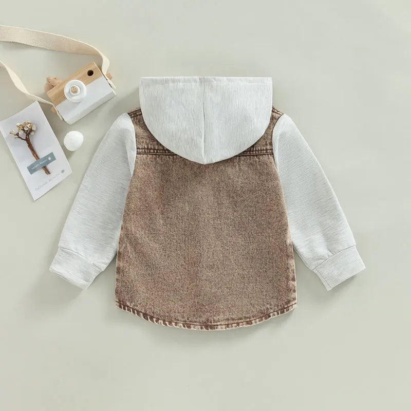 2022-11-03 Lioraitiin 0-4Years Kid Boy Coat Long Sleeve Hooded Pockets Buttons Patch Color Cardigan Party Spring Autumn Coat